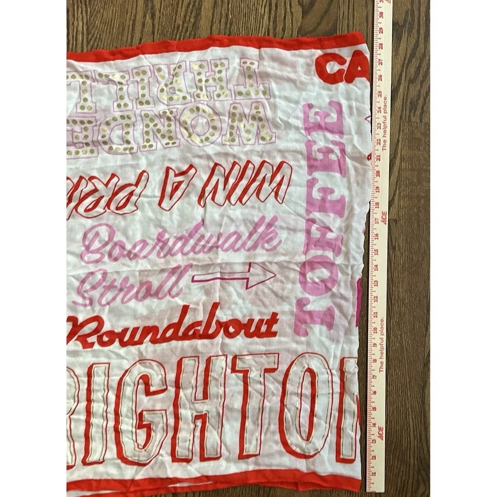 Kate Spade New York Brighton Beach Phrases Scarf Multicolor Viscose 30x80 Fringe